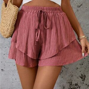 Women's Pink Layered Shorts